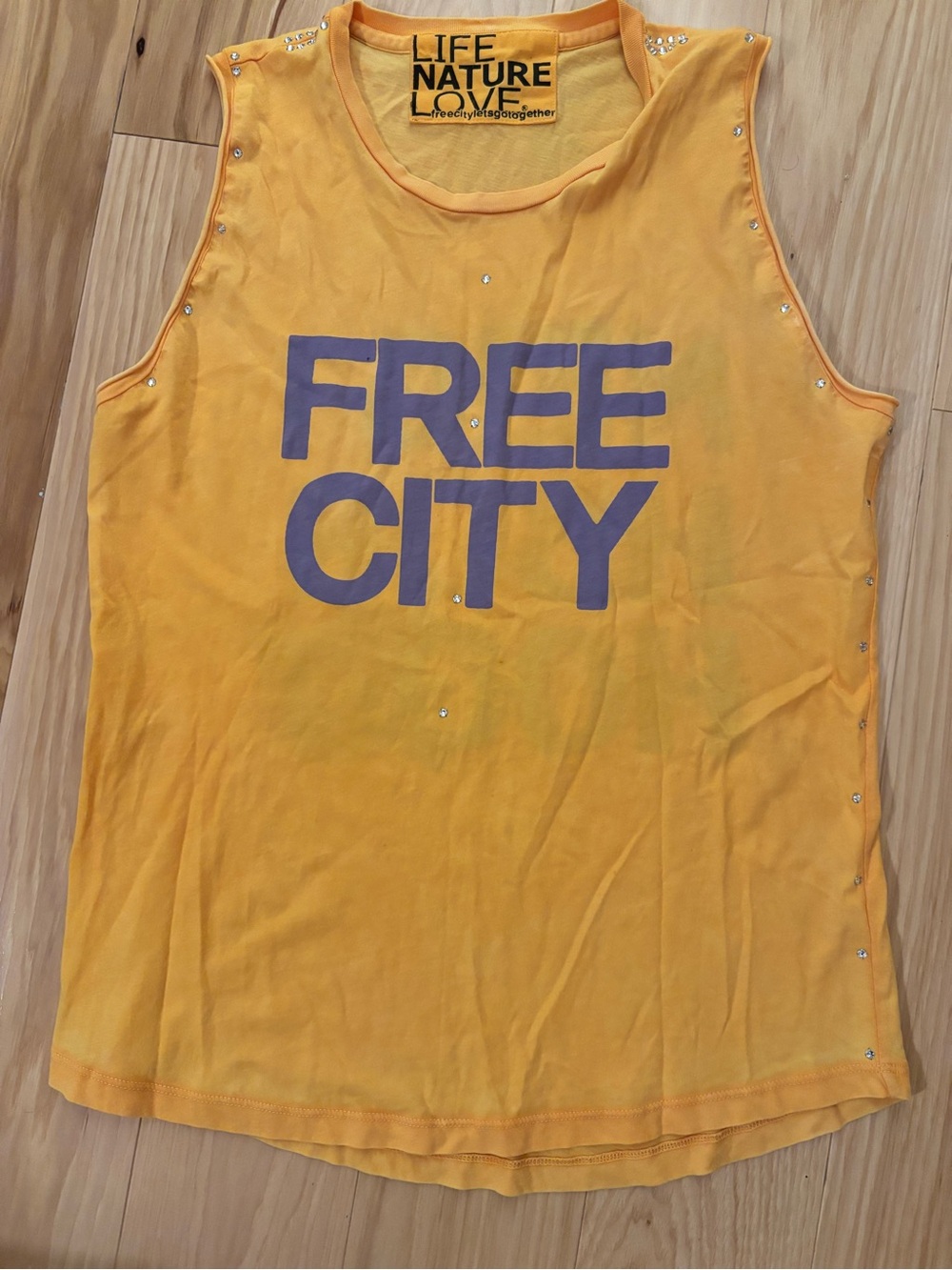 FREECITY Yellow Logo Stud-Accent Sleeveless Tank